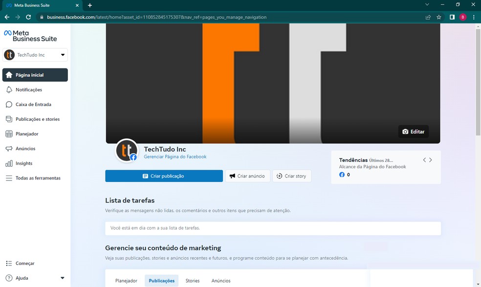 O meta business suite ajuda a gerenciar o contato entre empreendedores e o p&uacute;blico &mdash; Foto: Reprodu&ccedil;&atilde;o/Gabriel Pereira
