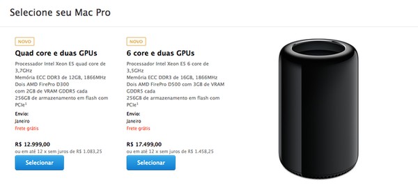 Mac Pro 2013 já é vendido na Apple Store brasileira com preço