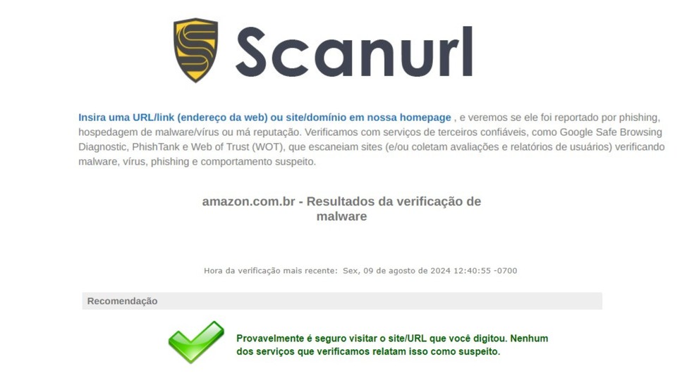 O site do ScanURL possui muitos anúncios, e isso pode ser um impeditivo para utilizar a plataforma — Foto: Reprodução/ScanURL