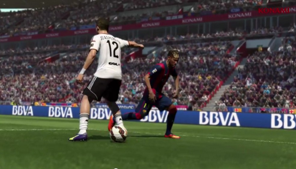 PES 2015 ganhou um novo trailer que mostra Neymar aplicando uma caneta. (Foto: Reprodução/ YouTube) (Foto: PES 2015 ganhou um novo trailer que mostra Neymar aplicando uma caneta. (Foto: Reprodução/ YouTube)) — Foto: TechTudo