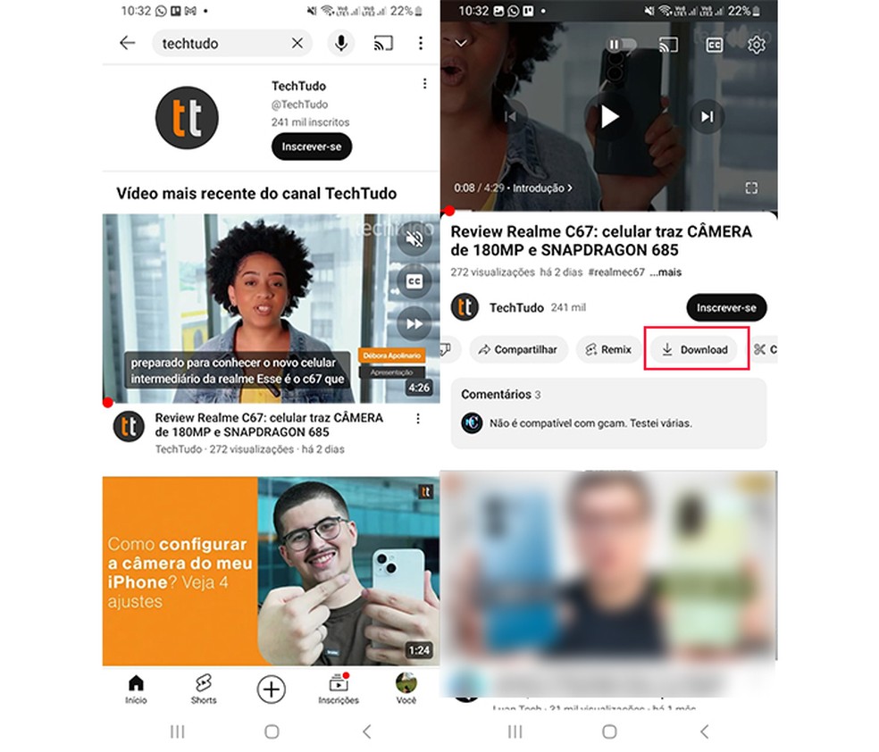 Baixar vídeos no Youtube Premium é fácil — Foto: Reprodução/Marcela Franco
