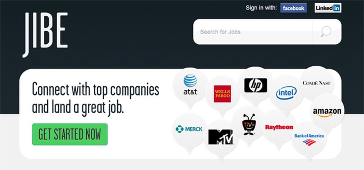 Encontre vagas de emprego no Facebook e Linkedin usando o Jibe.com