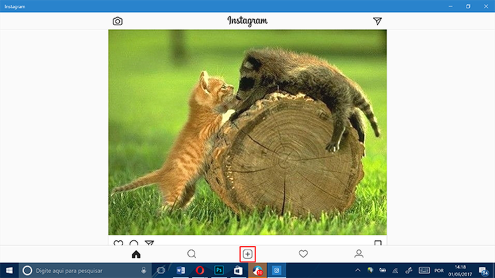 Compartilhamento de fotos pelo Instagram no PC — Foto: Reprodução/Elson de Souza
