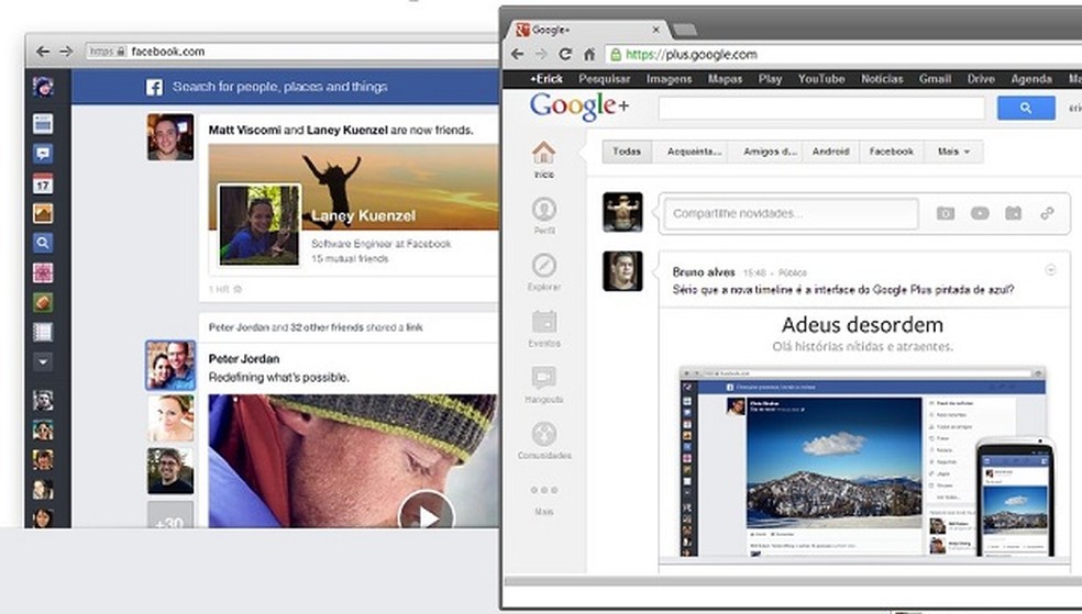 Usuário do Google+ comenta sobre novo layout do Facebook (Foto: Reprodução/Google+ Bruno Alves) — Foto: TechTudo