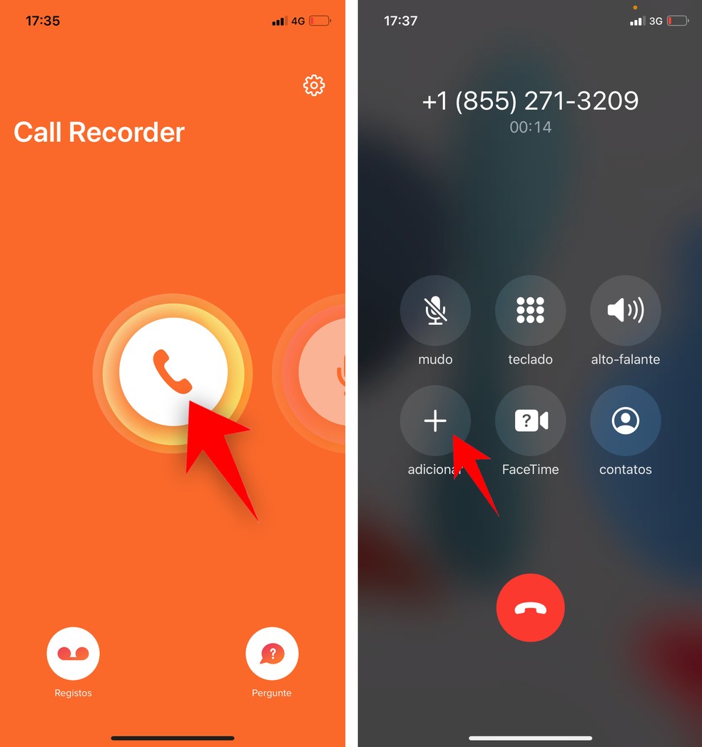 Gravar ligação: iPhone não possui recurso nativo, mas aplicativo Call Recorder iCall pode ajudar na tarefa — Foto: Reprodução/Rodrigo Fernandes