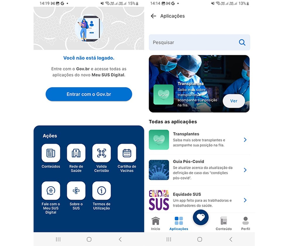Meu SUS Digital reúne vários serviços do SUS em um só app — Foto: Reprodução/Marcela Franco
