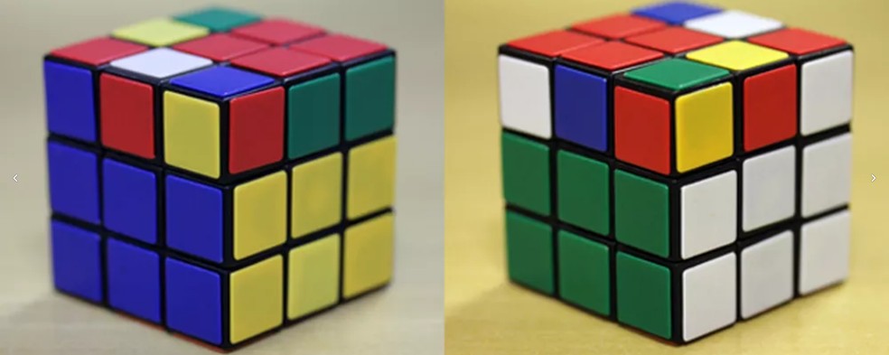 Imagem 5: duas primeiras linhas finalizadas para os quatro lados do Cubo Mágico — Foto: Reprodução/TechTudo