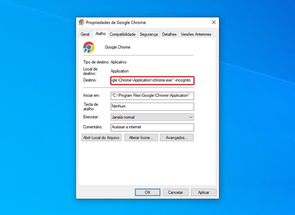 Como criar um atalho para navegação anônima no Chrome