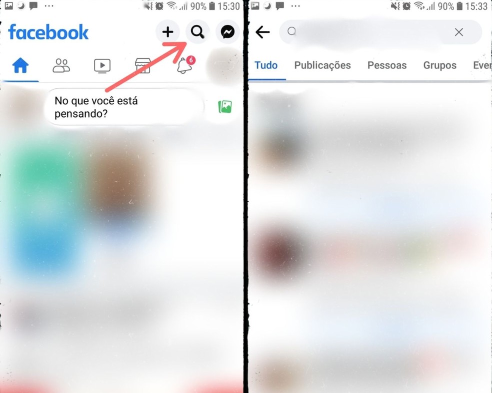 É possível procurar por números desconhecidos do WhatsApp na barra de pesquisa do Facebook — Foto: Reprodução/Gisele Souza