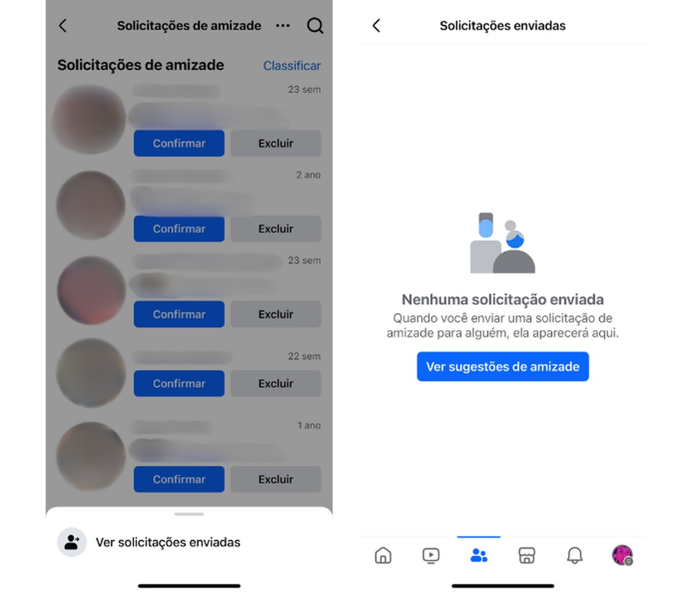Em poucos passos, é possível visualizar, no Facebook, a lista de todas as solicitações de amizade enviadas — Foto: Reprodução/Mariana Tralback