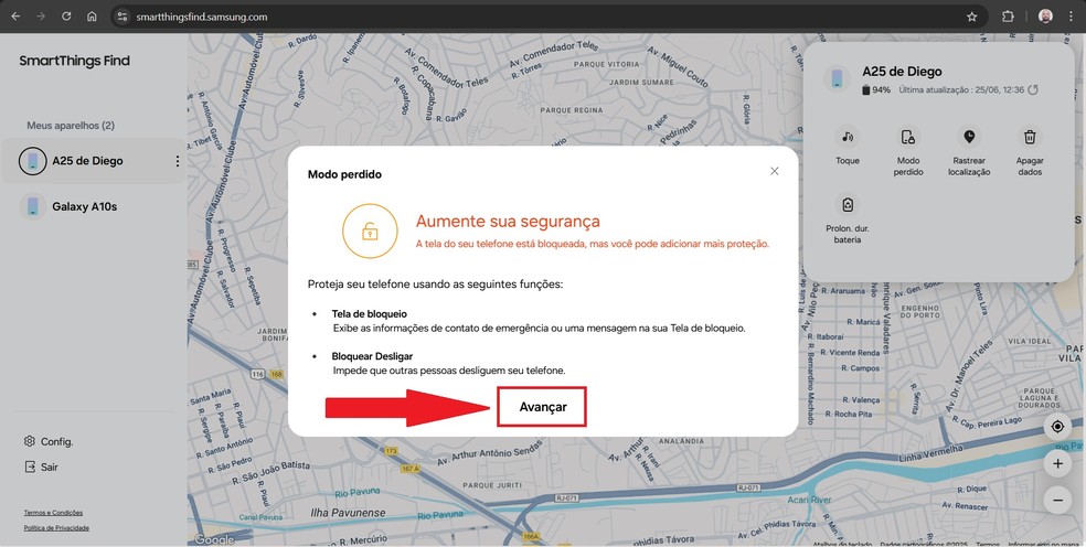 Prossiga com o bloqueio do Samsung — Foto: Reprodução/Diego Cataldo