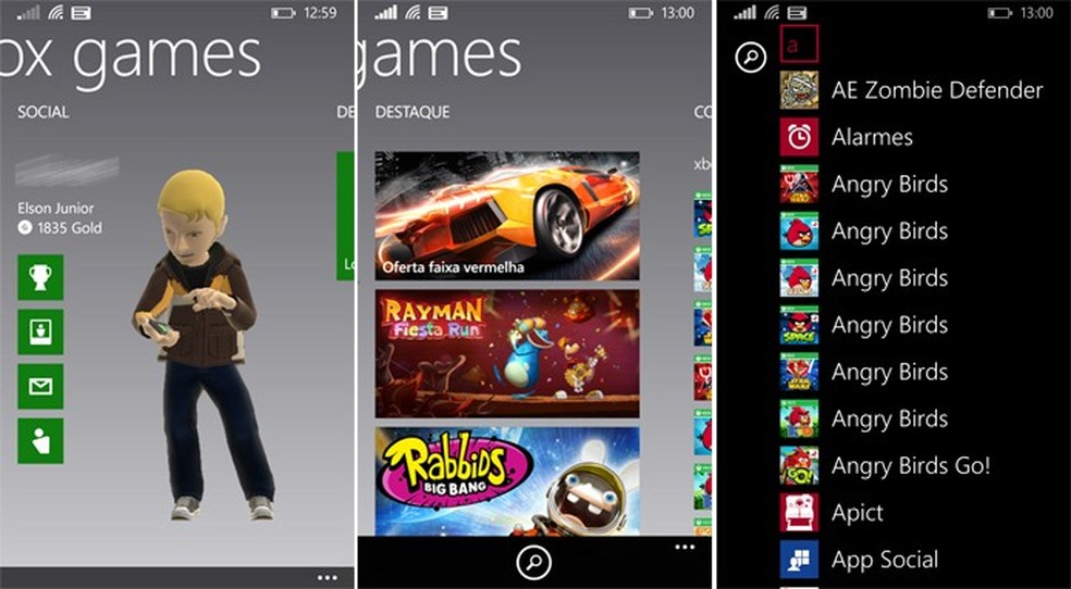 Hub de games perdeu espaço no Windows Phone 8.1 já que jogos também foram adicionados à lista de apps (Foto: Reprodução/Elson de Souza) — Foto: TechTudo