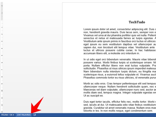 Como contar caracteres no Word