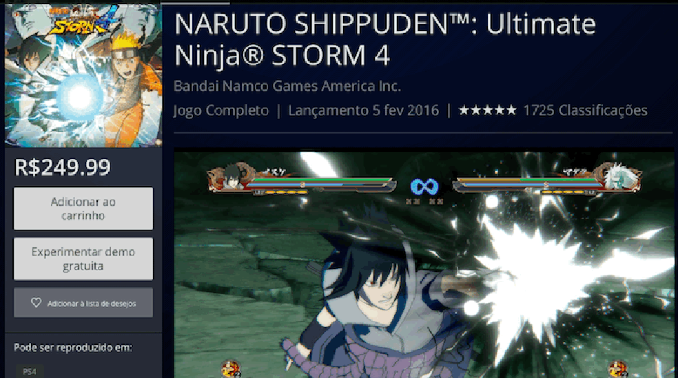 Jogo Naruto Shippuden Ultimate Ninja Storm 4 PS4 Bandai Namco com