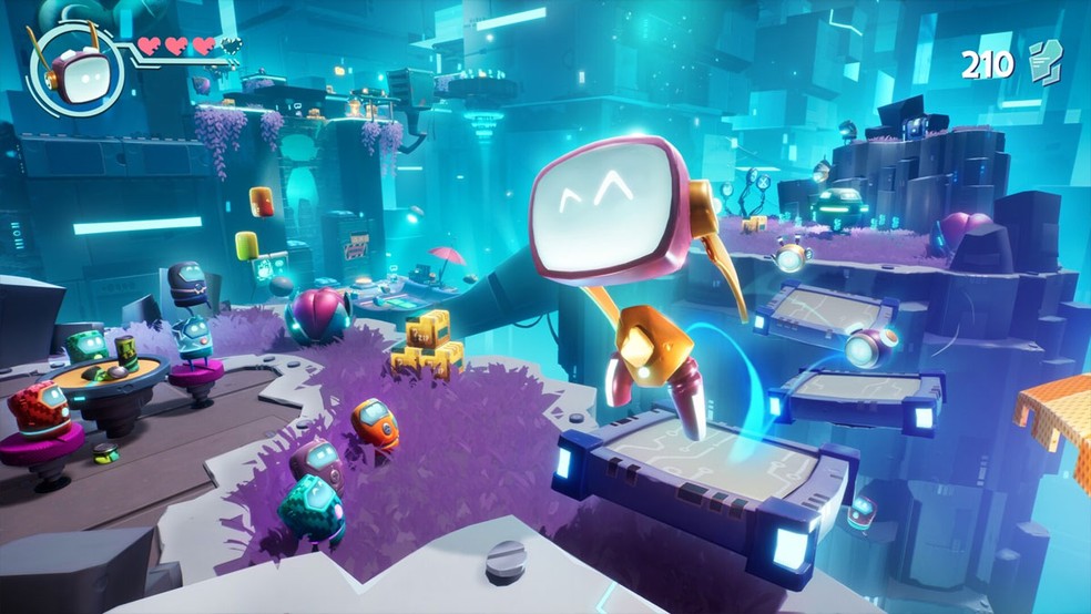 Boti: Byteland Overclocked traz um jogo de plataforma 3D com um robô simpático semelhante a Astro Bot — Foto: Reprodução/Steam