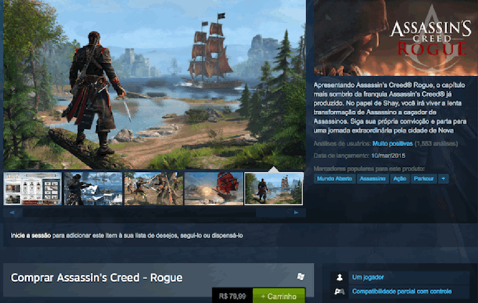 Como fazer download de Assassin's Creed Rogue no PS3, Xbox 360 e PC