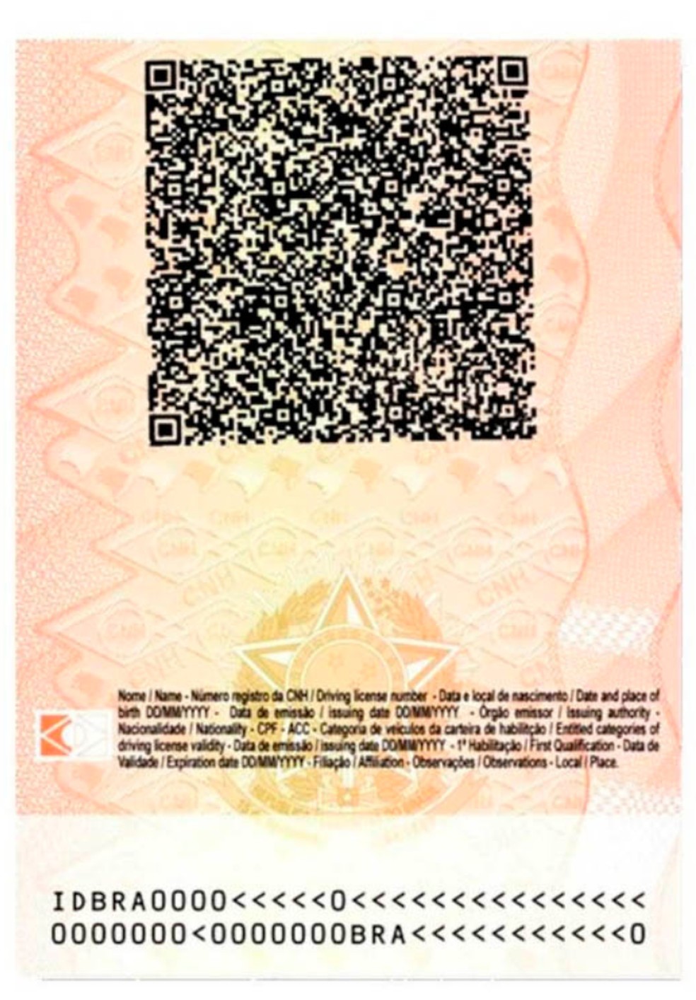 Nova CNH tem QR Code na área interna do documento — Foto: Divulgação/CONTRAN