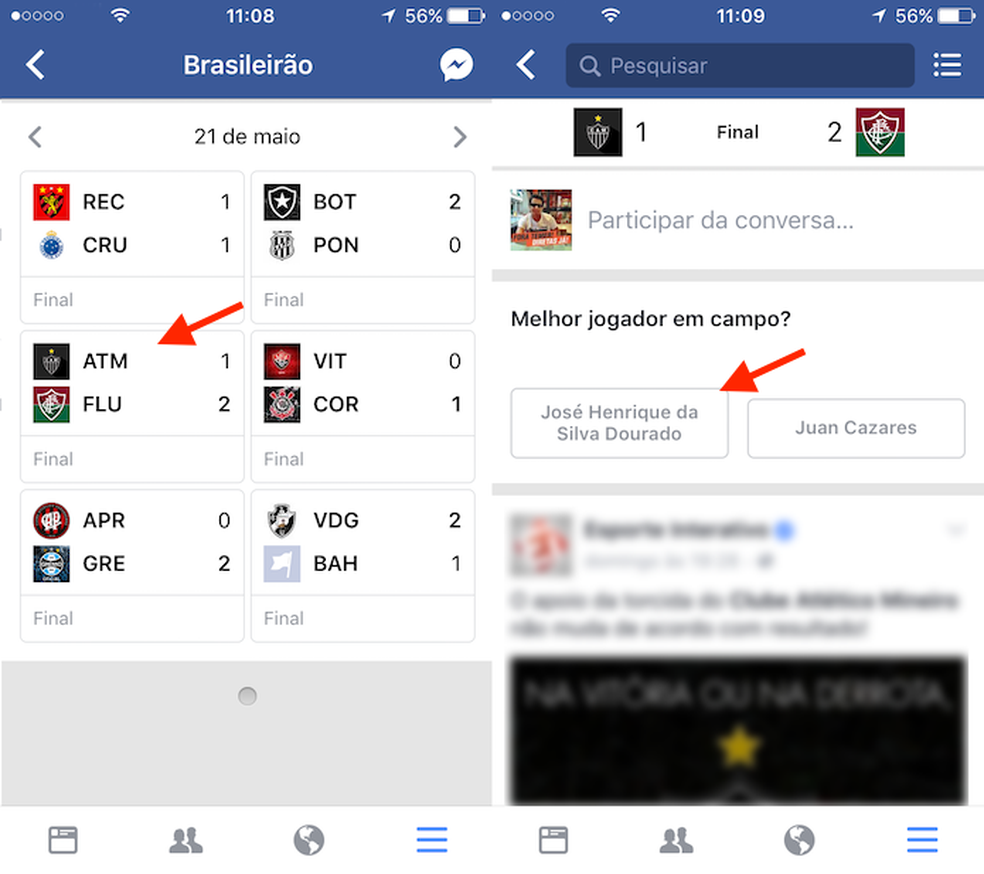 Facebook permite saber os resultados dos jogos do Brasileirão; veja como  usar