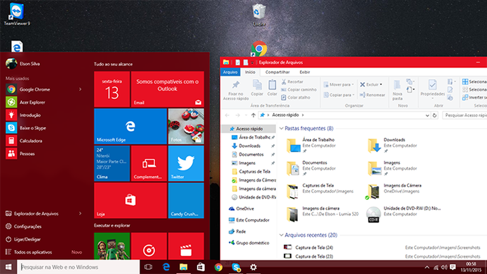 Windows 10 Update 1 agora apresenta cores no Explorer que combina com as do sistema (Foto: Divulgação/Elson de Souza) — Foto: TechTudo
