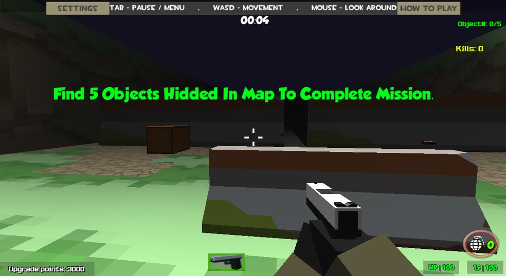 Complete missões em Zombie Arena 3D Survival — Foto: Reprodução/Felipe Vinha