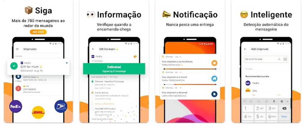 O app está disponível para Android e iOS — Foto: Divulgação/Aftership