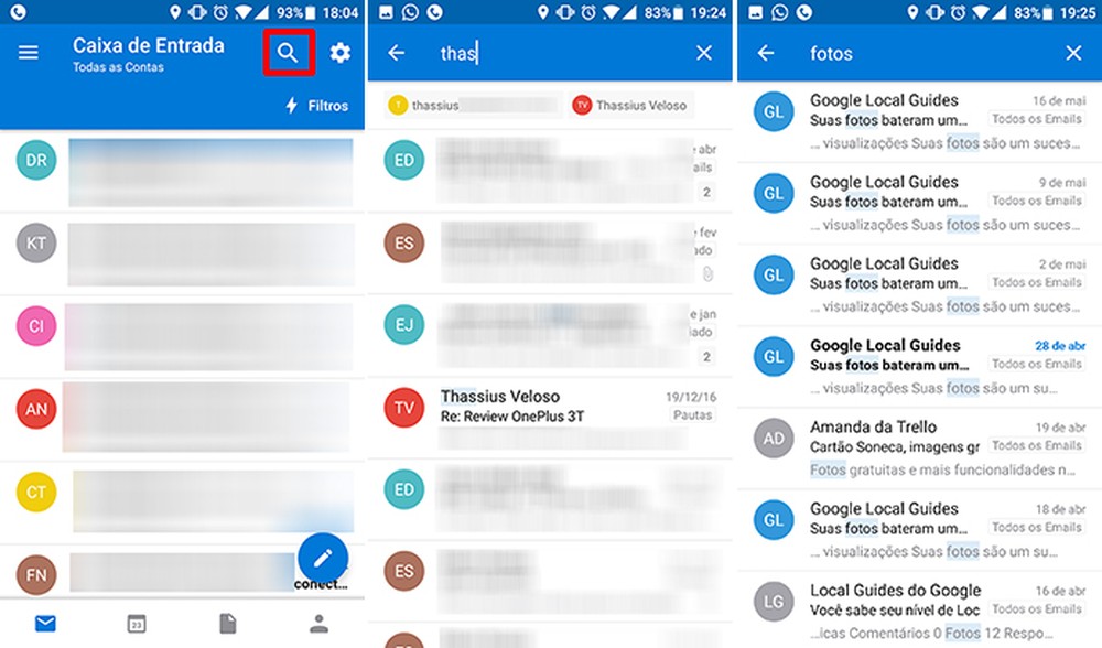 Como filtrar e pesquisar emails no Outlook para celular