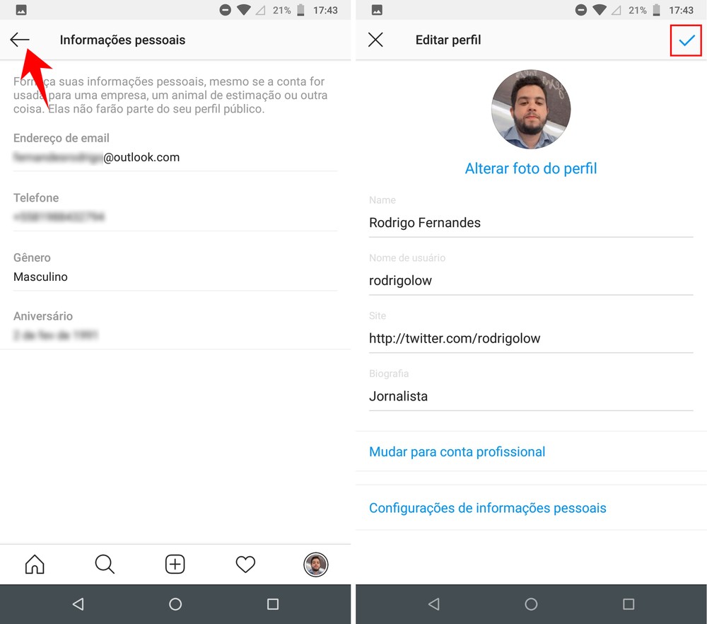 Como mudar o e-mail do Instagram