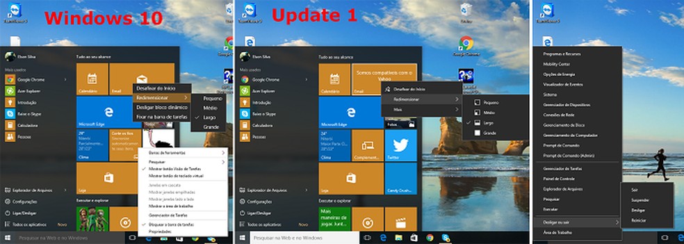 Windows 10 Update 1 trouxe mudanças à interface do sistema (Foto: Reprodução/Elson de Souza) — Foto: TechTudo