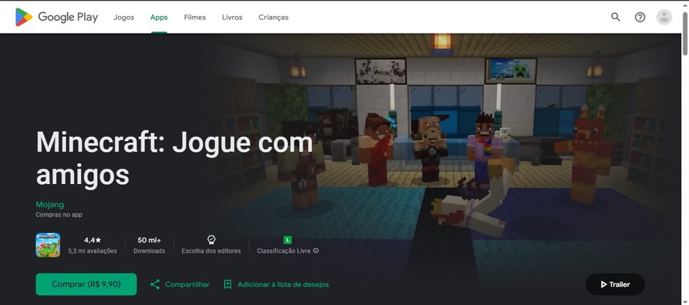 Use o Google Play Store para baixar o Minecraft original de forma oficial e segura — Foto: Reprodução/João Ferreira