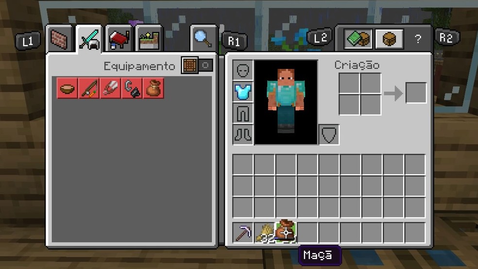 Há várias maneiras de colocar os itens no Pacote/Bundle em Minecraft, seja levando os itens até o Pacote ou o Pacote até os itens — Foto: Reprodução/Rafael Monteiro