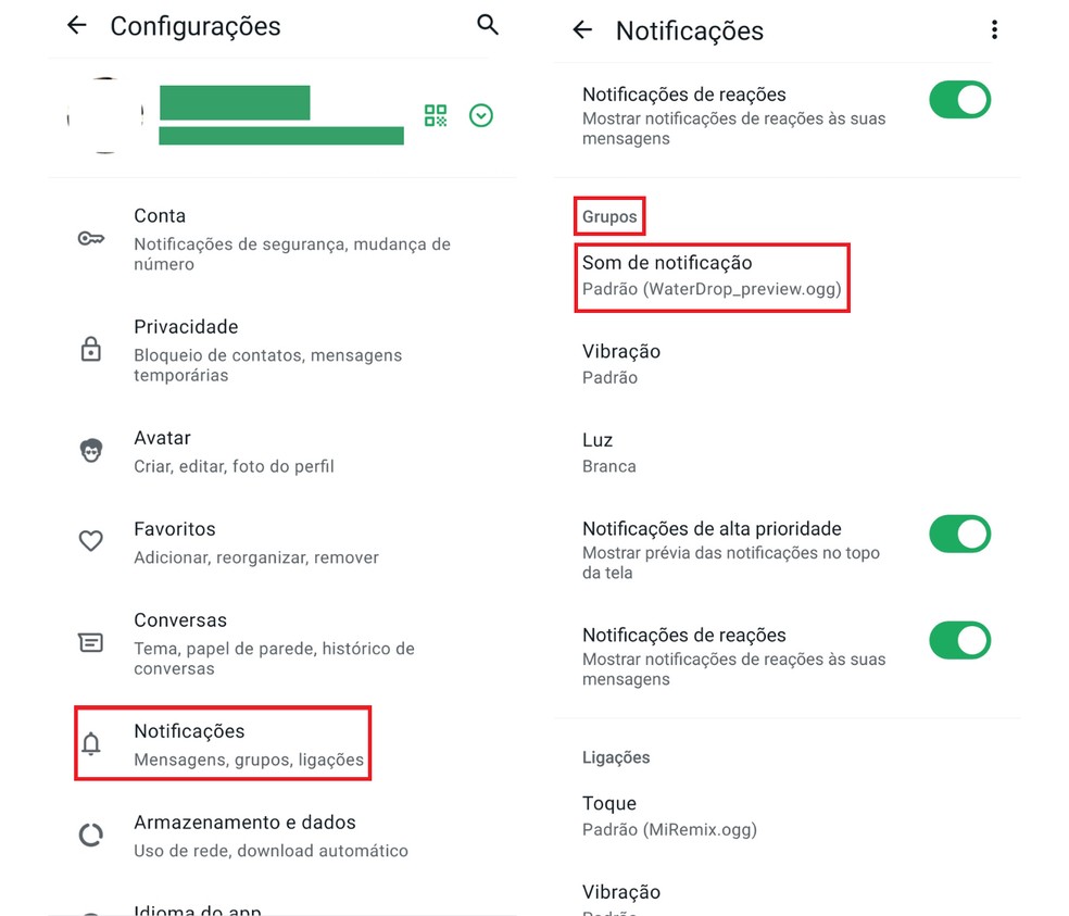Colocando som de notificação específico para grupos no WhatsApp (Android) — Foto: Reprodução/Bruno Guerra