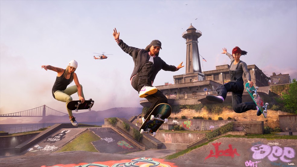 As brasileiras Rayssa Leal e Leticia Bufoni estão entre as skatistas de Tony Hawk's Pro Skater 3+4 — Foto: Reprodução/Steam