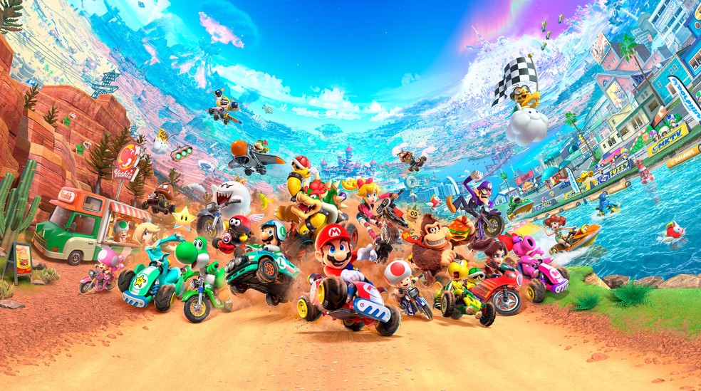 Mario Kart World é um dos títulos de lançamento do Nintendo Switch 2, previsto para 5 de junho — Foto: Divulgação/Nintendo