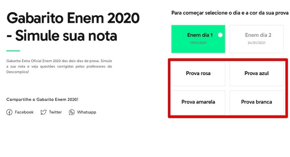 Gabarito Enem 2020: como ver as respostas da prova pelo Descomplica