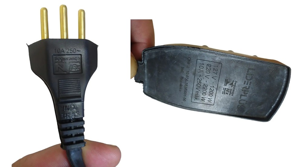 Extensões elétricas devem conter o selo do Inmetro que atesta a qualidade e seguraança do produto — Foto: Reprodução/Redes Sociais