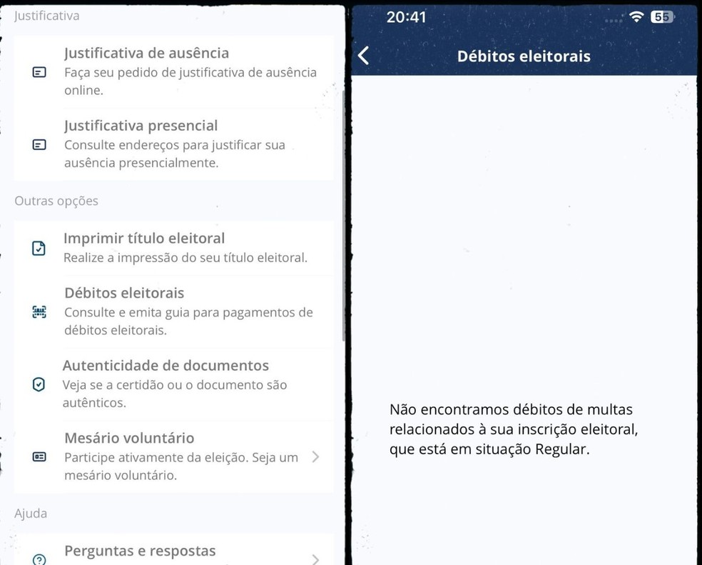 Débitos eleitorais podem ser consultados no app e-Título — Foto: Reprodução/Gisele Souza