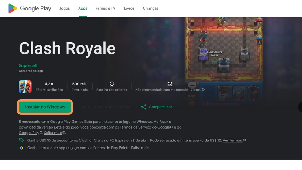 Clique em 'Instalar no Windows" — Foto: Reprodução/Róbson Martins