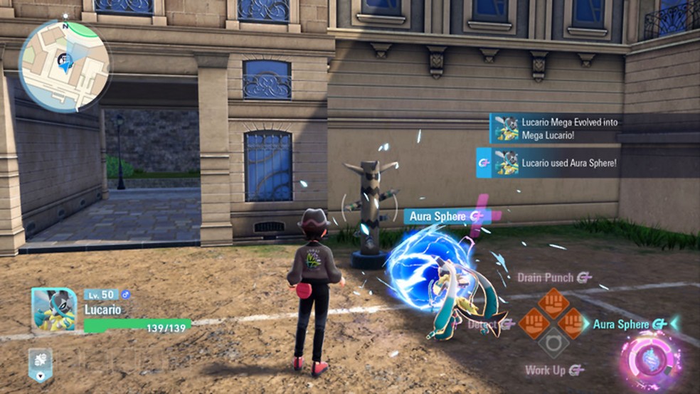 Mega Lucario Z mantém seu tipo Lutador / Aço mesmo após sua Mega Evolução em Pokémon Legends Z-A no DLC Mega Dimension — Foto: Reprodução/Pokémon Legends