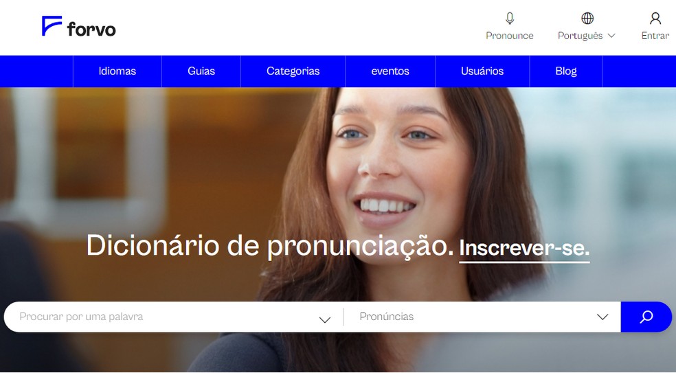 Site Forvo permite ouvir a pronúncia correta de palavras em diversos — Foto: Reprodução/Forvo