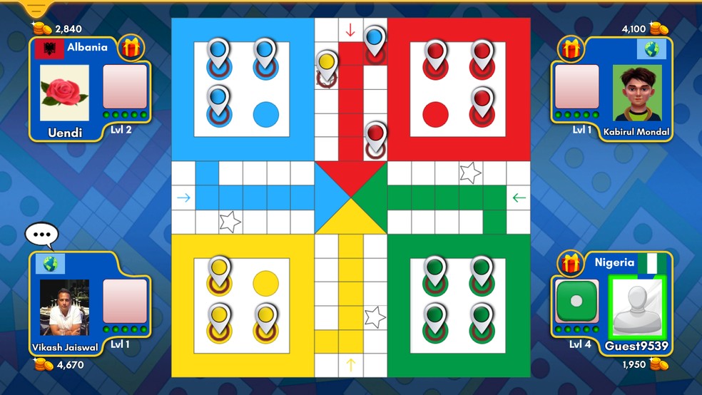 Em Ludo King você pode enfrentar jogadores de todo o mundo — Foto: Reprodução/Google Play Store