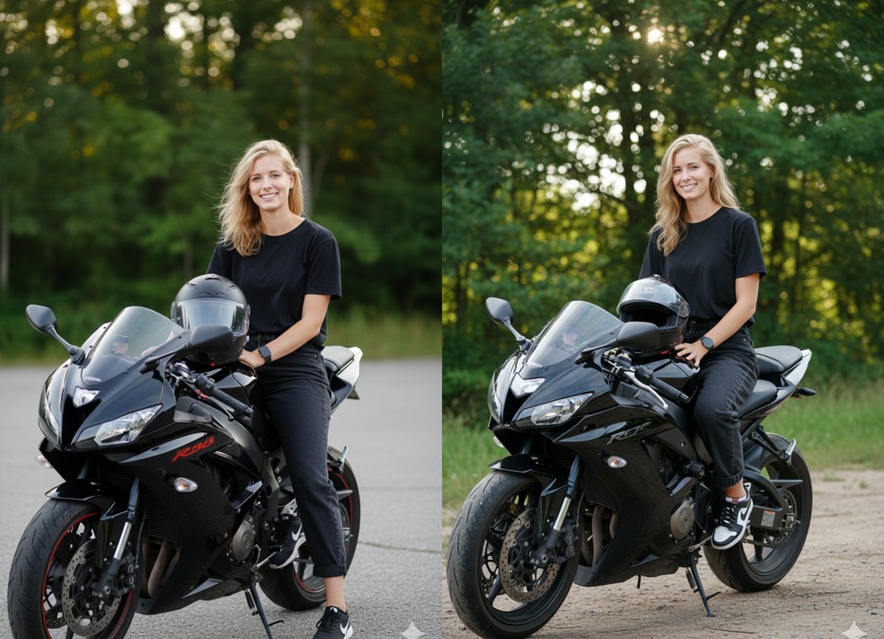 Nano Banana gratuito à esquerda / Nano Banana Pro à direita — Foto: Sandra Mastrogiacomo/TechTudo