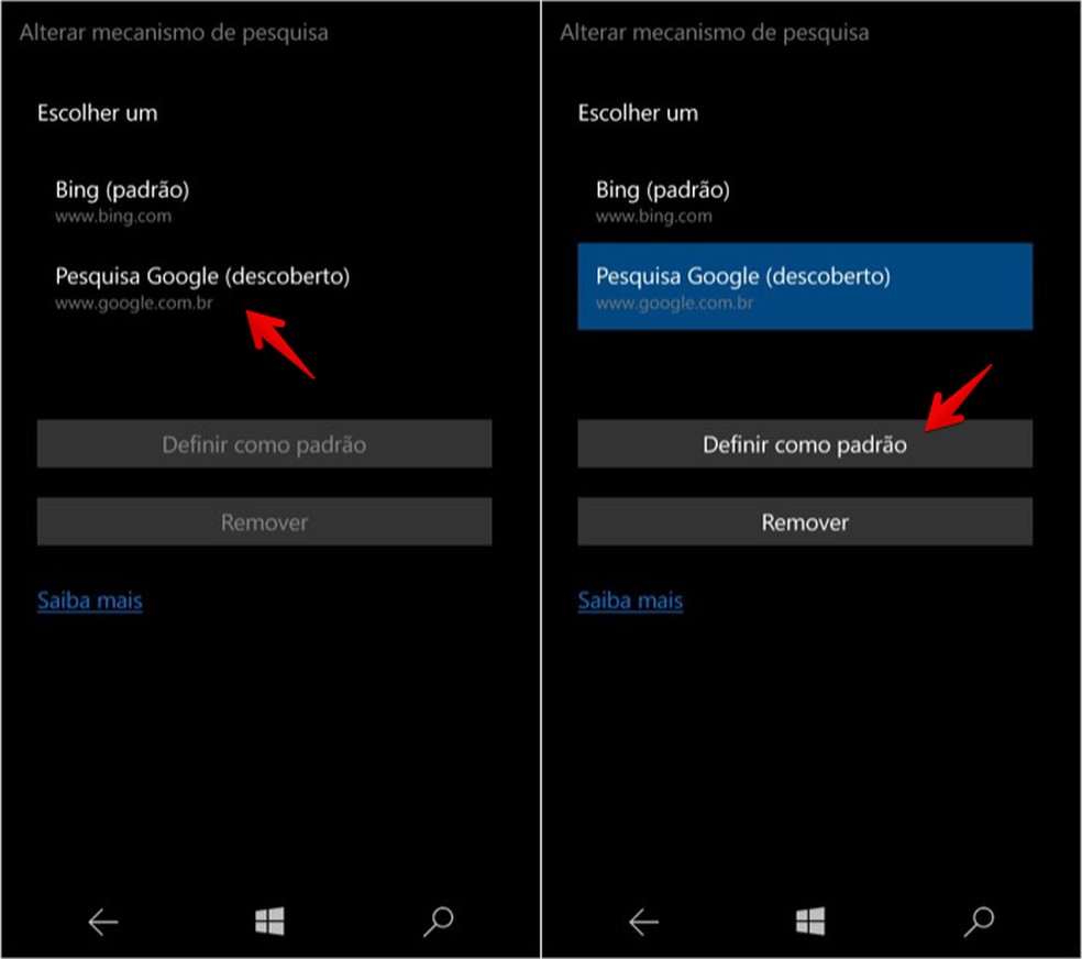 Windows 10 mobile como mudar o buscador do microsoft edge