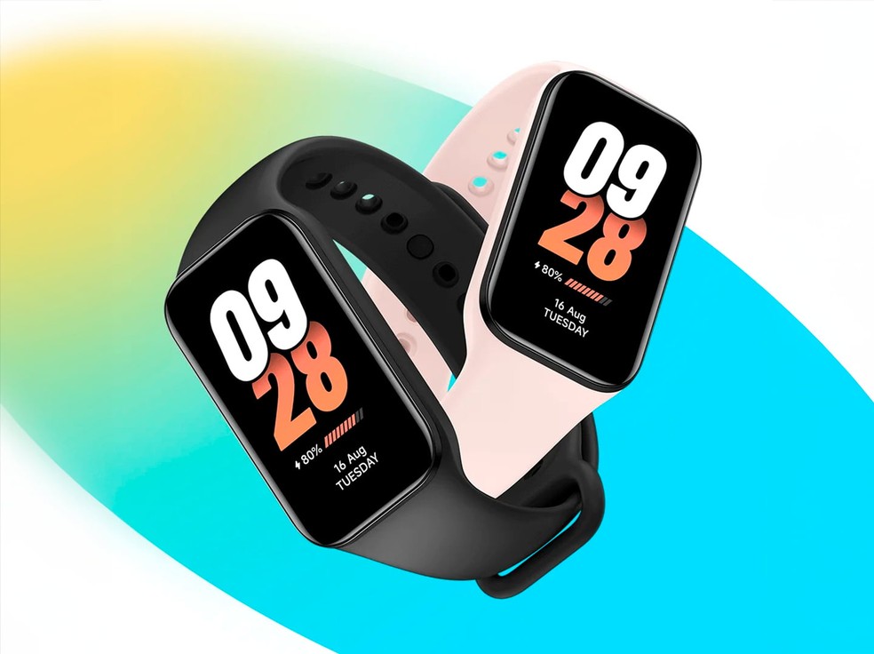 Mi Band 8 Active tem design diferenciado e preço mais em conta (R$ 188) — Foto: Reprodução/Xiaomi