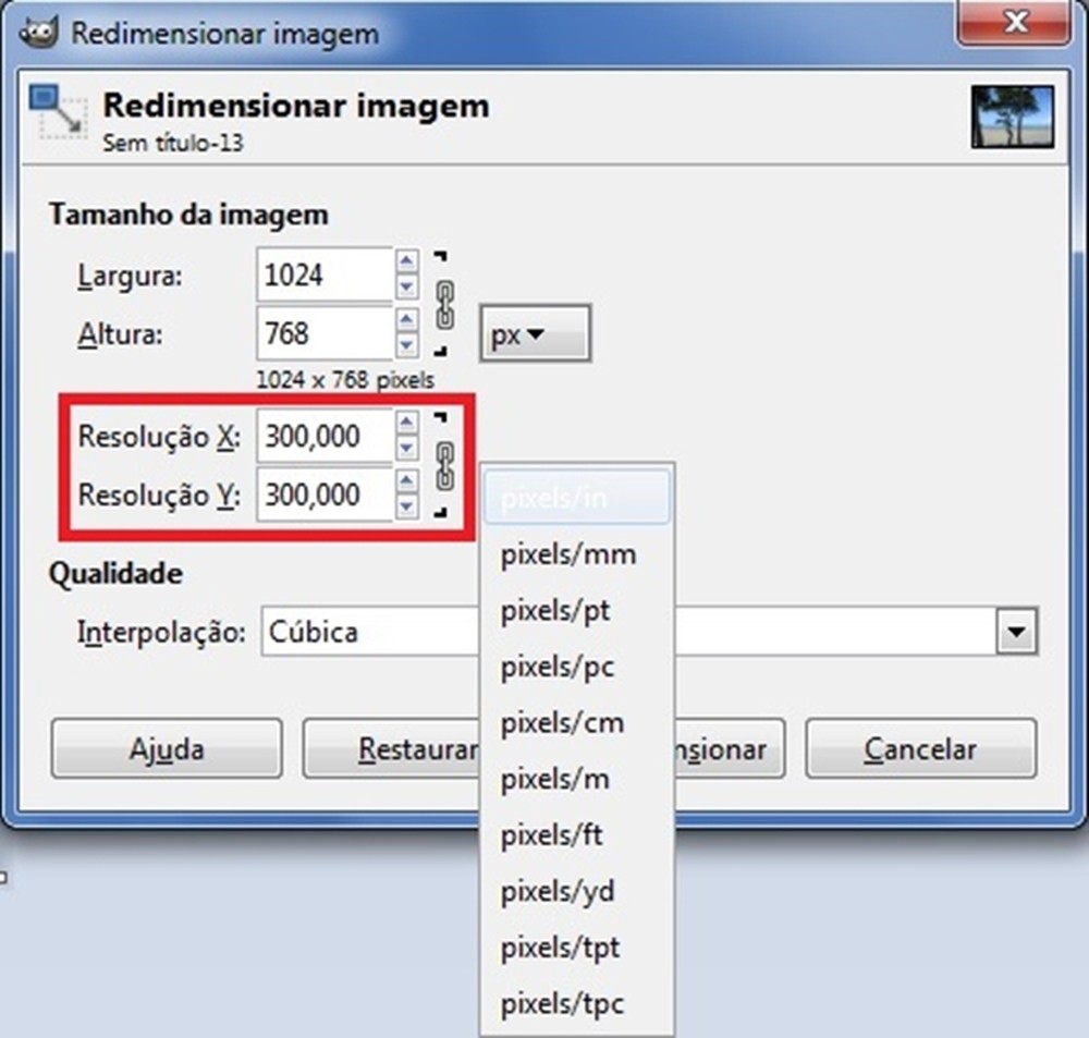 Aprenda a mudar tamanho e resolução da imagem no Gimp