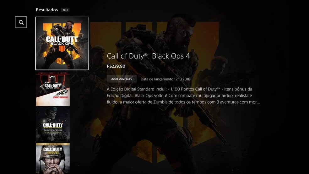 Escolha a versão do Call of Duty: Black Ops 4 no seu PS4 — Foto: Reprodução/Murilo Molina
