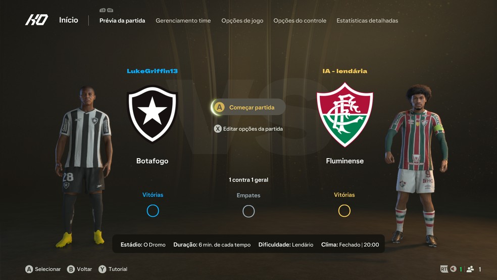 Apenas algumas equipes brasileiras estão disponíveis no EA FC 25, através dos modos da Libertadores — Foto: Reprodução/Luccas Melo