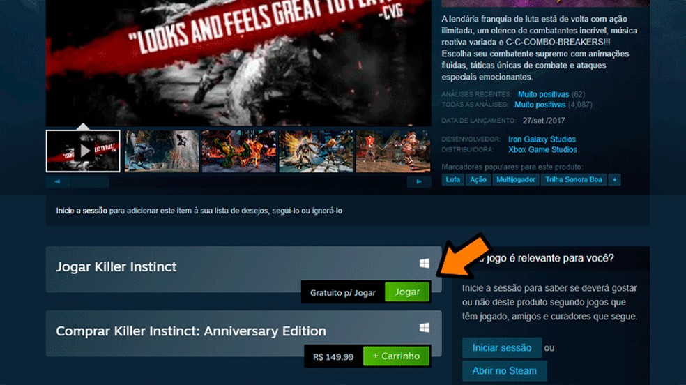 Killer Instinct está disponível na Steam, e cross-play com a Xbox