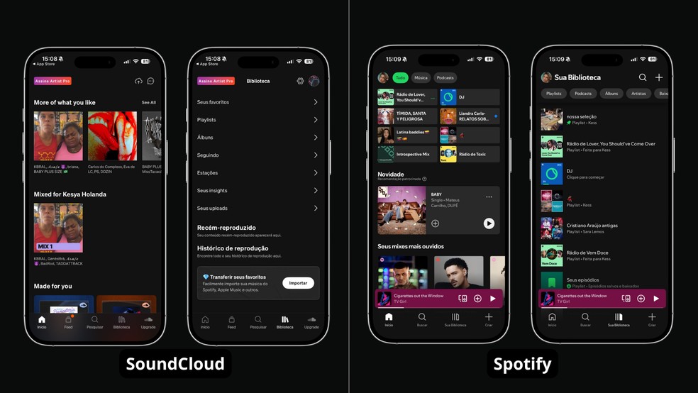 SoundCloud tem versão gratuita com milhões de faixas, incluindo conteúdo independente — Foto: TechTudo/Késya Holanda
