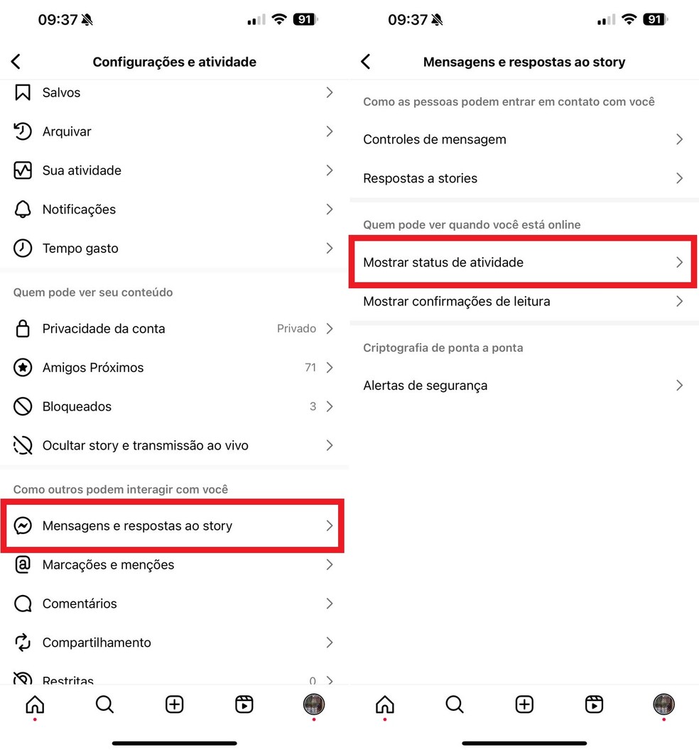 Deixando o Instagram "offline" — Foto: Reprodução/Clara Fabro