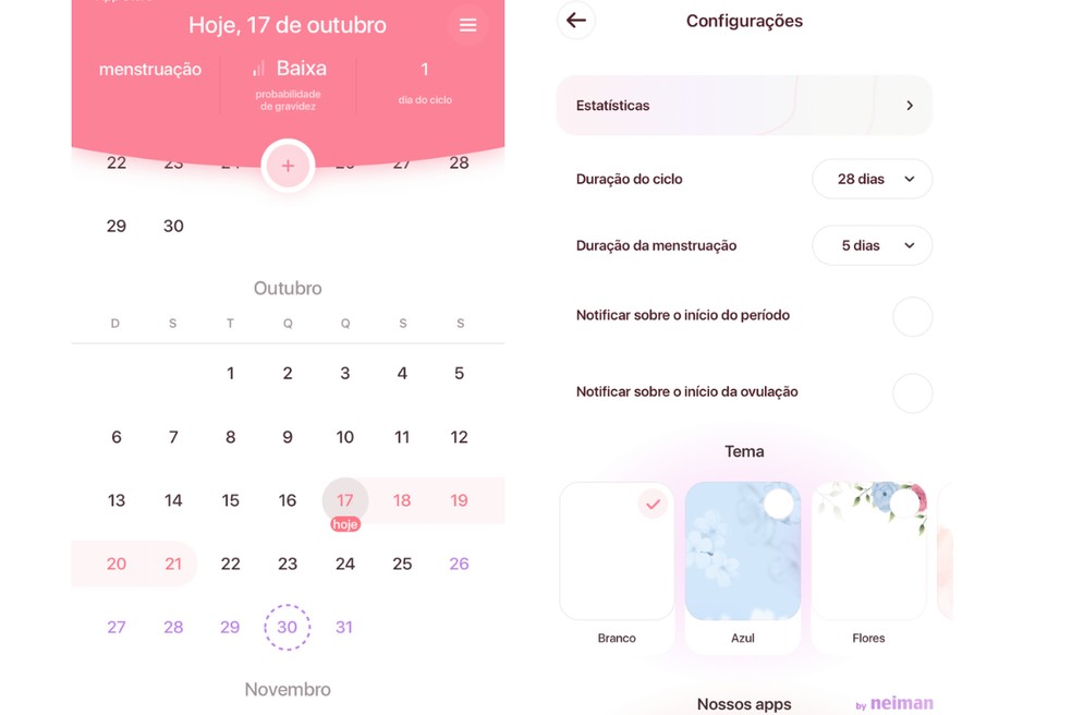 Personalize sensações e sentimentos no app "Meu Ciclo"